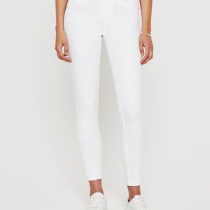 AG Abbey Mid-Rise Super Skinny White Ankle Jeans Cotton Modal Blend Size 29R